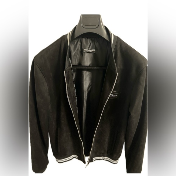 Dolce cabbana stripe trim suede bomber jacket for men - Picture 7 of 8